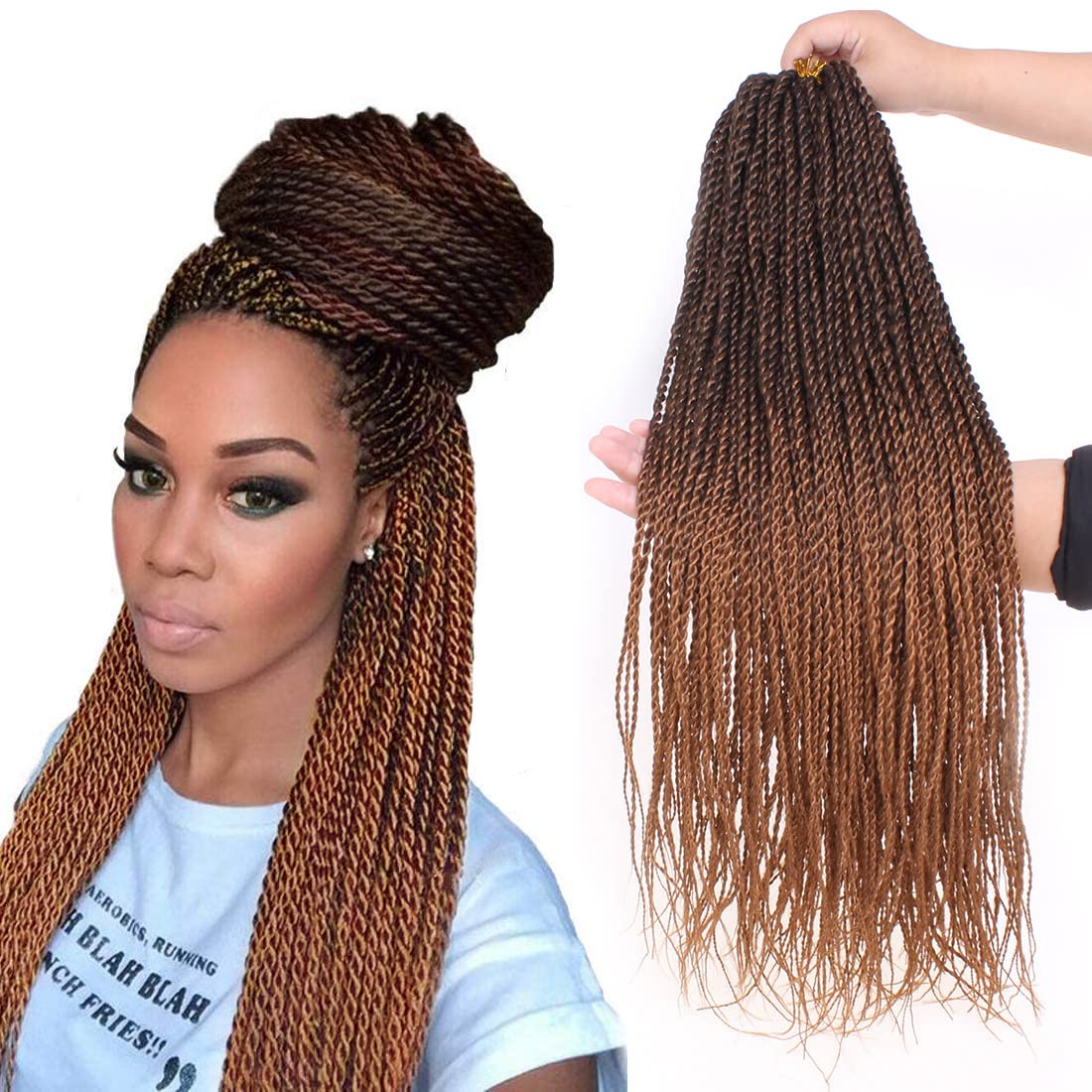 22 Inch Ombre Color Senegalese Twist Hair Crochet Braids 30 Stands 18 Inch Synthetic Senegalese Twists Braiding Hair Extensions