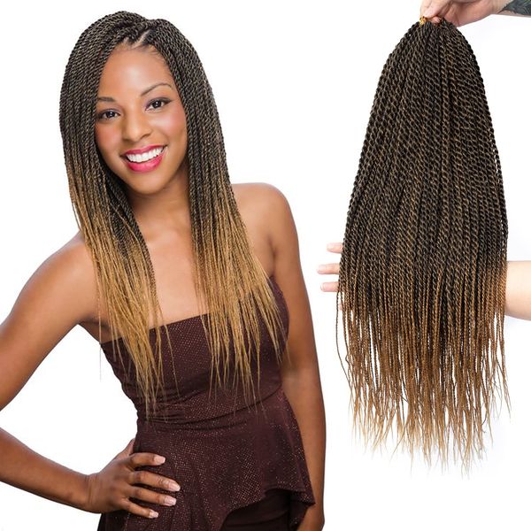 22 pulgadas Senegalese Twist Hair Crochet Trenzas 30 Stands / Pack Extensiones de cabello trenzado sintético para mujeres negras 1B / 27