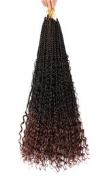 22 pouces synthétiques River Box tresses cheveux avec extrémités bouclées Extensions de cheveux déesse Crochet 12 racines pack bohème avec extrémités bouclées LS343765346