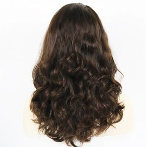 22 inches 100% echt europees maagdelijk menselijk haar bruine kleur 4 # 130% dichtheid losse golf joodse pruik voor blanke vrouw snelle expresslevering