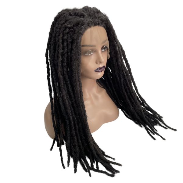 22 pulgadas de pelo largo sintético # 1b Black Dreadlocks 13x3.5 Pelucas delanteras de encaje para mujer negra