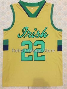 #22 Jerian Grant Notre Dame Irish School Basketball Jersey College Cousu Basket Maillots Personnalisés avec n'importe quel nom