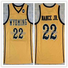 22 Larry Nance Jr Wyoming Basketball Jersey broderie cousé personnalisé tous les maillots de nom