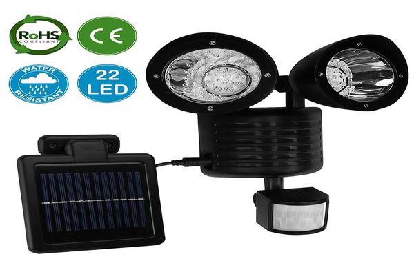 22 énergie solaire LED lampadaire PIR capteur de mouvement lumière jardin lampe de sécurité rue extérieure étanche mur Lights3895601