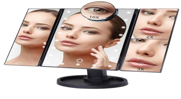 22 lumières LED tactile Sn maquillage miroir Table maquillage 1X2X3X/10X miroir grossissant vanité loupe sn 3 pliant led7881991