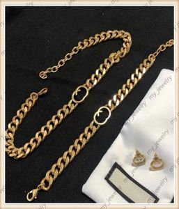 22 homme Bracelet Gold Collier Set Womens Luxurys Designers Bijoux Hiphop Chaîne Bracelet Simple Collier G Letter Mens Brac6179563