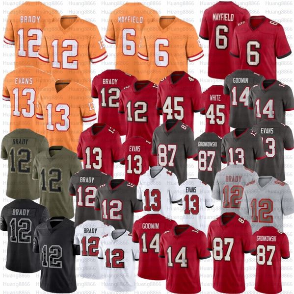 Maillot de football Baker Mayfield Chris Godwin Tom Brady Rob Gronkowski Evans Devin maillots cousus blancs