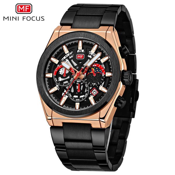 22 Mini Focus Business impermeabilizando el reloj de acero de cuarzo de acero para hombres 0339G 74