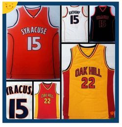 # 22 Oak Hill High School Carmelo Anthony # 15 Syracuse College Basketball Jersey Mens Stitched Orange White Yellow Retro Jerseys Athletic Out