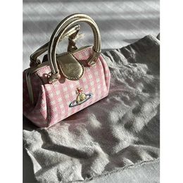 22% DI SCONTO Borsa firmata Niche Design Borsa a tracolla portatile carina a quadretti rosa Saturn West Empress Dowager da donna