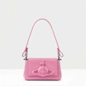 22% de descuento en bolso de diseñador Bolso rosa para emperatriz viuda Xis Axilas Saturno Laca Cuero Cara brillante Mano Picante Chica Pequeña Cuadrada Versátil