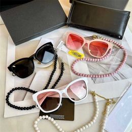 22% KORTING Nieuwe kwaliteit CH5487 Box Pearl Chain-hanger voor dames UV-zonbescherming High Edition zonnebril