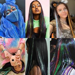 22 "Strots colorés pour les cheveux Clip d'étincelles brillantes brillantes dans les extensions de cheveux Bling ébloui filles accessoires de tressage hippie