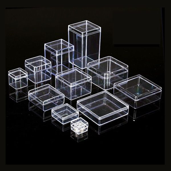 Boîtes de rangement en plastique PS transparent, petites boîtes carrées de 22 tailles pour Mini bijoux/perles/artisanat, conteneur, boîte d'emballage d'exposition