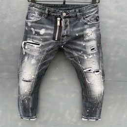 22 Stijl heren designer jeans Man Ripped Denim Scheuren Jeans blauw Katoen mode Strakke lente herfst herenbroek A7912312f