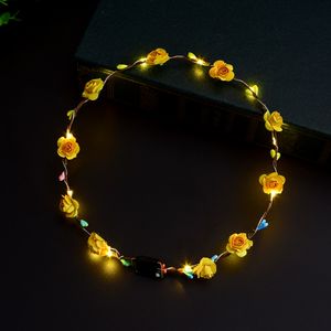 22 estilos de diademas LED parpadeantes, cuerdas, diademas de corona de flores brillantes, guirnalda de pelo Floral para fiesta Rave, corona de pelos luminosa
