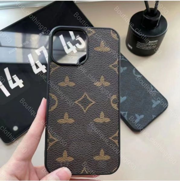 Fundas de teléfono de cuero de lujo de 22 estilos para iPhone 14 15 Pro Max 11 12 13 Mini 7 8 Plus X XS XR XSMAX Funda de TPU con estampado floral de diseñador de moda