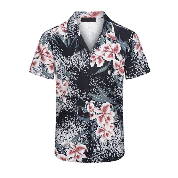 22 Summer Fashion Hawaii Blue Pocket Imprimer Chemises de plage Designer pour hommes Chemise de bowling en soie Chemises décontractées Hommes d'été à manches courtes Chemise habillée M-3XL