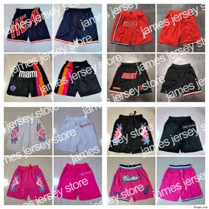 22 Team Basketball Shorts Co-Branded Retro Black Just Don Men Wear Pantalón deportivo con bolsillo con cremallera Pantalones de chándal Hip Pop Pink White Red Stitched