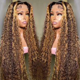 220%Dichtheid Glueless pruik 4/27 Gekleurde 13x4 Deep Wave Human Hair Pruiken Krullen Haarhaar Wig Braziliaans Hoogtepunt Ombre pruiken Verkoop