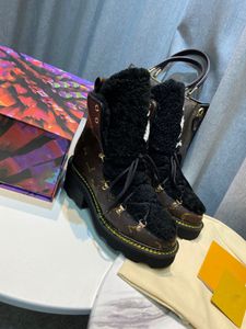22021 Vrouw Beaubourg enkellaarsjes Mevrouw Mode Martin Boot Designer Winter Lederen Bootswomen Platte enkels Laarzen met Doos Maat EUR 35-42