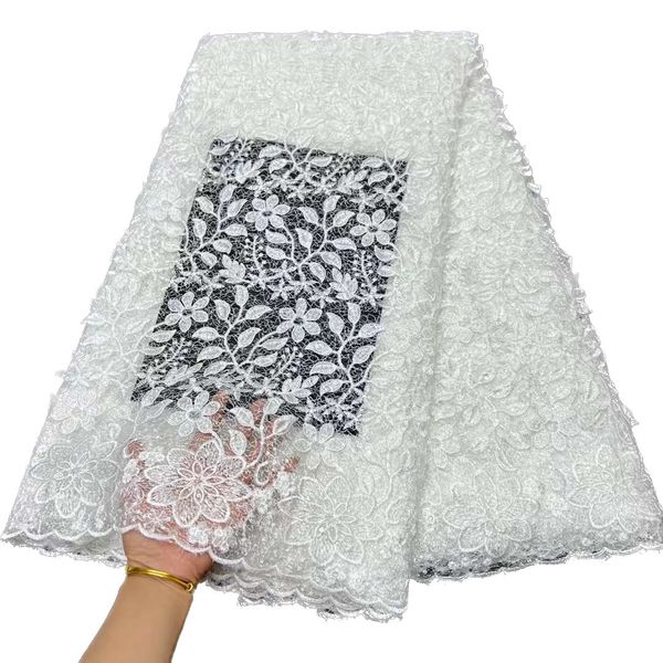 22023 Haute qualité broderie florale français Net Tulle dentelle 5 mètres tissu couture artisanat robes de mariée africaines Textile moderne couture artisanat Style nigérian KY-6151