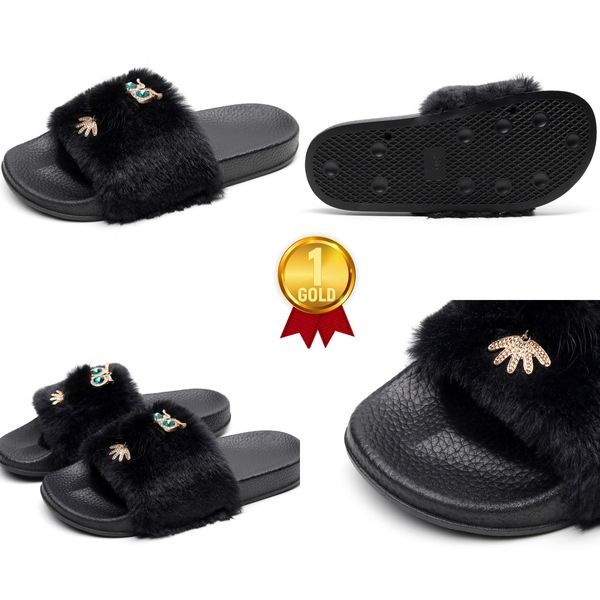 22024 GAI Pantoufles de créateur Noir Gris Sandales à talons d'été pour femmes Qualité Mode Pantoufles en peluche Pantoufles imprimées Pantoufles plates Sandales plates classiques de plage