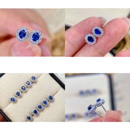 22090406 Diamondbox Dimaond Sapphire Boucles d'oreilles Boucles d'oreilles ovales 0,45 cmt bleu royal 0.5ct AU750 Gold blanc quotidien doit avoir une idée cadeau élégante qualité originale