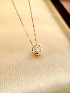 22090801 Damesjuwelen ketting 0.35ct Bubbel Ronde Diamant Pendent Chocker 40/45cm AU750 Geel goud
