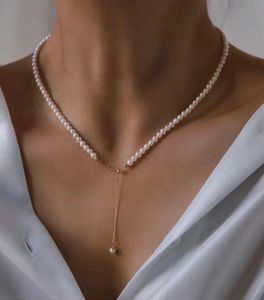 22091304 Collier de bijoux en perles pour femmes, alias 4-4.5mm, tour de cou d'eau douce 40/45cm au750, chaîne réglable en or jaune 18 carats, classique incontournable