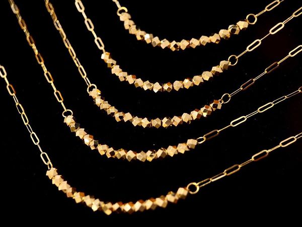 22091911 Collier de bijoux pour femmes, perles laser brillantes, pendentif ras du cou 40/45cm, or jaune au750, vente d'étoiles, cadeau de fête quotidien, vente de filles