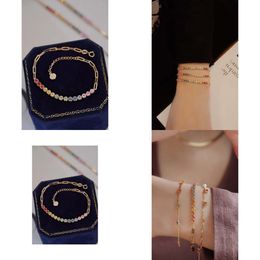 22092207 Bracelet de chaîne de bijoux pour femmes arc-en-ciel rond Sapphire AU750 Gol jaune 16/18 cm Gem Stones Fashion Fashion Girl Gift Idea Original Quality