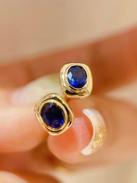 220923001 Diamondbox saphir bijoux boucles d'oreilles clous d'oreilles ovale style vintage 0.9ct bleu royal pendentif au750 or jaune retangle reine élégant cadeau princesse