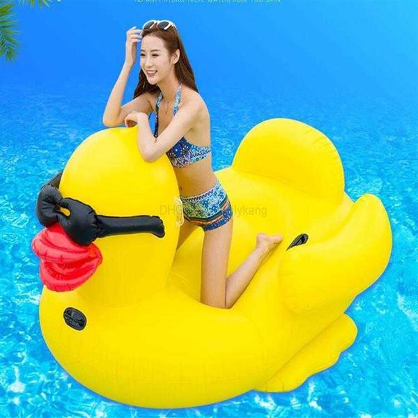 Matelas gonflable de canard jaune de 220cm, piscine, île flottante, bateau, grandes tailles, flotteurs de cygne, lit d'eau flottant en forme d'aniaml, plage 335V