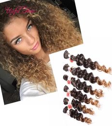 220g Bundles à ondes profondes Les cheveux bouclés pneosques brésiliens se coudent dans les extensions de cheveux Jerry Curlysynthetic Traidingburgundy Color WeAV1315502