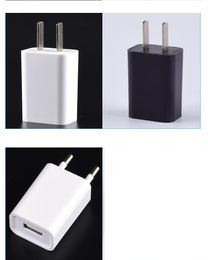 5V Real 1.0A 1 USB Wall Charger AC-adapter voor Smart Phone Black White 100pcs / lot