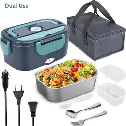 220V 110V 12V 24V Tweeërlei gebruik Thuis Auto Elektrische verwarming Lunchbox Lekvrij Draagbare Voedselverwarmer Verwarmde container Roestvrij staal 240103