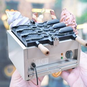 220V / 110V grote open mond taiyaki vis vorm wafel ijs kegel maker cake bakmachine antis-stick pan