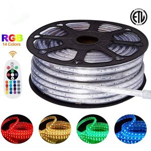 220V 110V LED-striplicht 150ft SMD2835 5050 120leds / m 60led / m flex lichtslang IP65 warm wit RGB neon decoratie binnen buiten LL