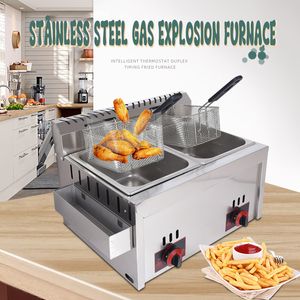 Freidora eléctrica comercial de 220V y 3000W, freidora de acero inoxidable de 12L, patatas fritas, alitas de pollo, máquina frita de aperitivos de calentamiento rápido