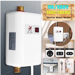 220V 3800W Chauffe-eau électrique sans réservoir salle de bain cuisine instantanée chauffe-eau affichage de chauffage de chauffage Universa