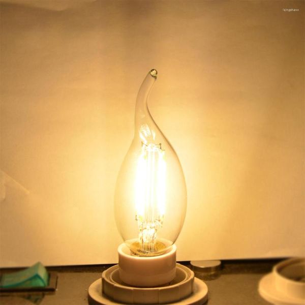 220 v 4 w 8 w C35 Ampoule Led Filament Bougie Lumière Pointu/tirer Queue Rétro Antique Lampe Style Cool Chaud Vintage