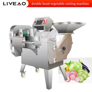 Coupe-légumes à Double tête 220V, équipement de cantine de cuisine automatique multifonction Commercial