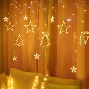 220 V LED Star Moon Ball Gordijn Licht Kerstboom Garland String Fairy Lights Outdoor For Wedding Party Holiday Decor Y200903