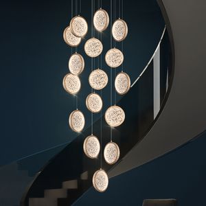 220v moderne led lustre lampe or luxe villa salon escalier lustre chambre chevet lampes suspendues hôtel industriel corde lustres