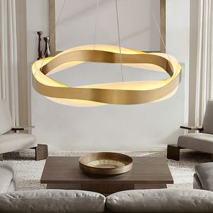 220 v moderne lustre post-moderne brossé or rond suspension lampe salon loft lustre design créatif plafond lustre