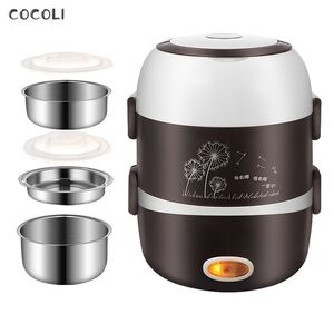 220 V Draagbare Elektrische Verwarming Lunchbox Rvs Voedsel Container Thermos Office Bento Box Food Steamer Mini Rijstkoker T200710