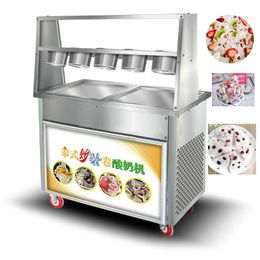 Machine à crème glacée frite en acier inoxydable 220 V/la meilleure machine à crème glacée aux fruits de qualité pour la fabrication de délicieux rouleaux de crème glacée