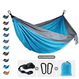 220x90 cm enkele camping Hangmat Lichtgewicht Parachute Hangmat met 2 Tree -band voor binnenshuis Adventure Beach Travel Hiking 240417