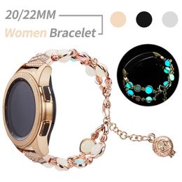 2220mm Bracelet Femme Bracelet pour Galaxy Watch 4 3 Bande Classique 42mm mm Active 2 40mm 44mm Glow in The Dark Metal Ceinture 220704